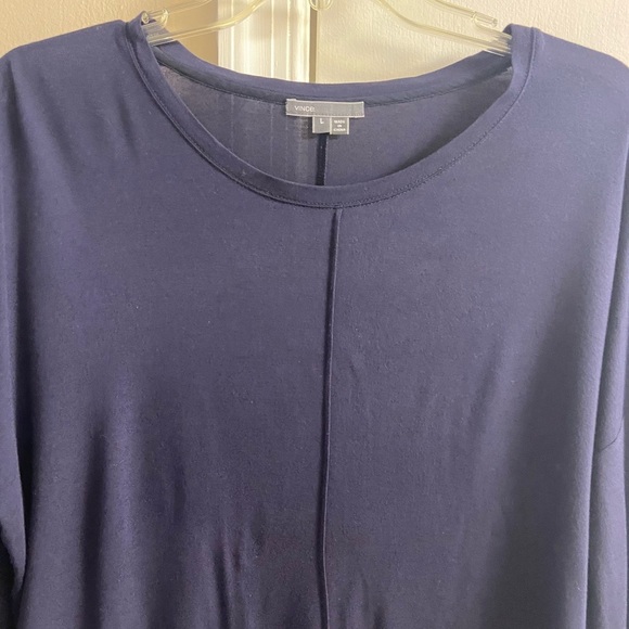 Vince Tunic Top Large Navy Blue Lightweight Pullover - Picture 3 of 7